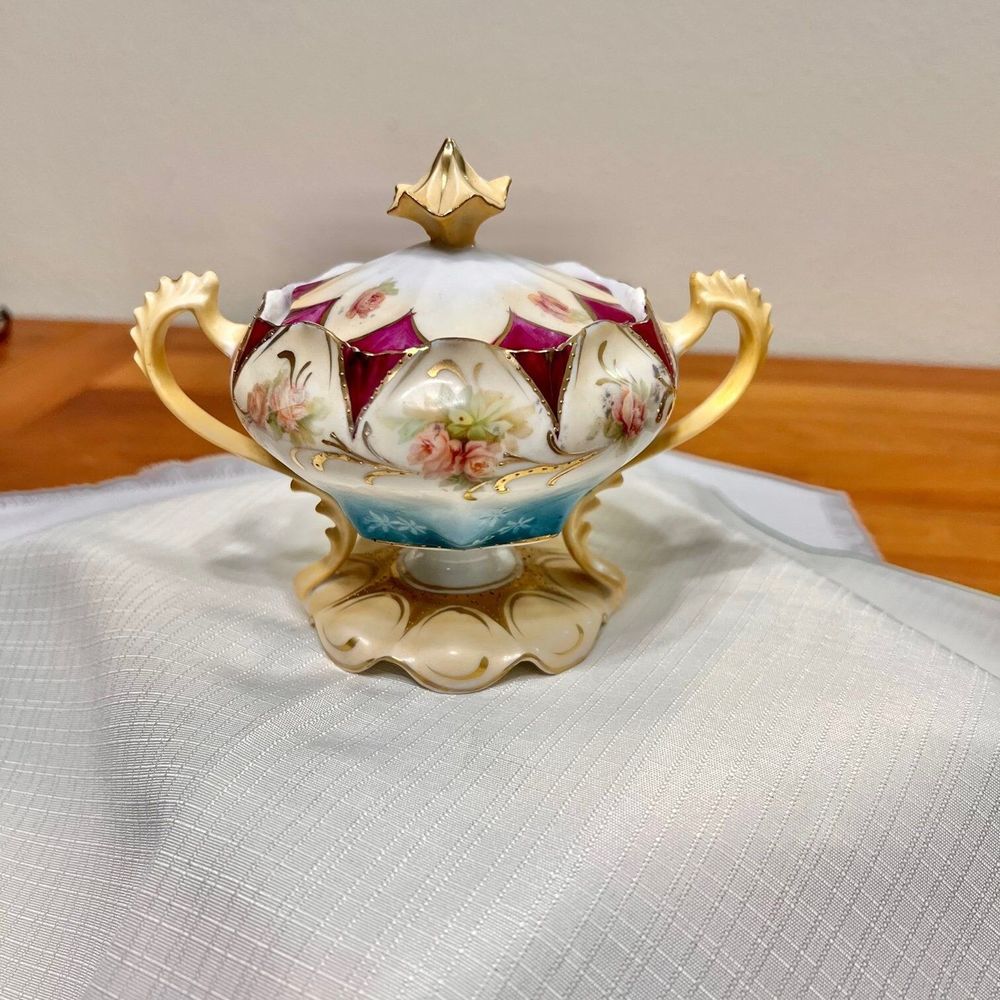 R.S. Prussia Vintage German Sugar Bowl Dish, Vintage Candy or Trinket Dish 1910